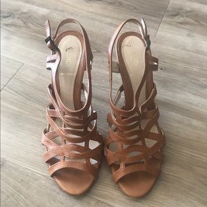 Fendi Tan Leather Stiletto Sandals